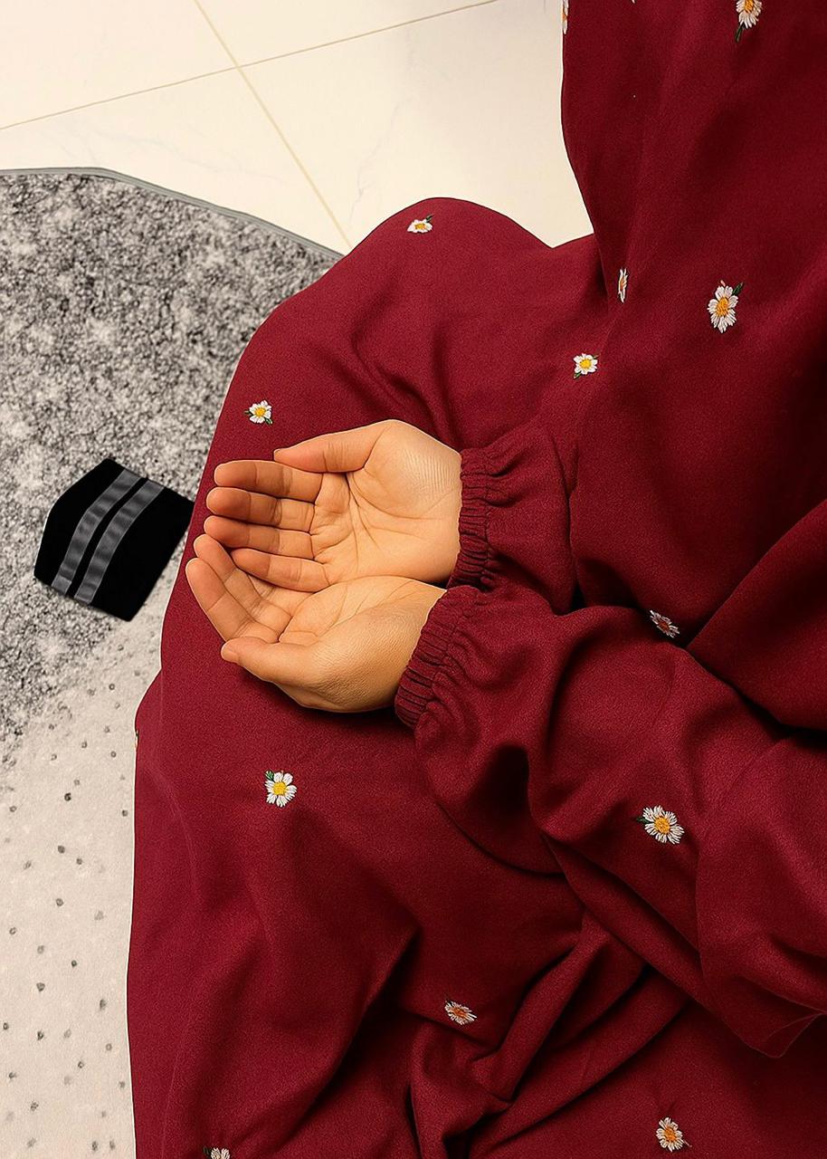 Embroidered Namaz Chadar - Maroon