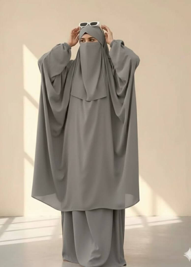3 Piece Jilbab - Grey
