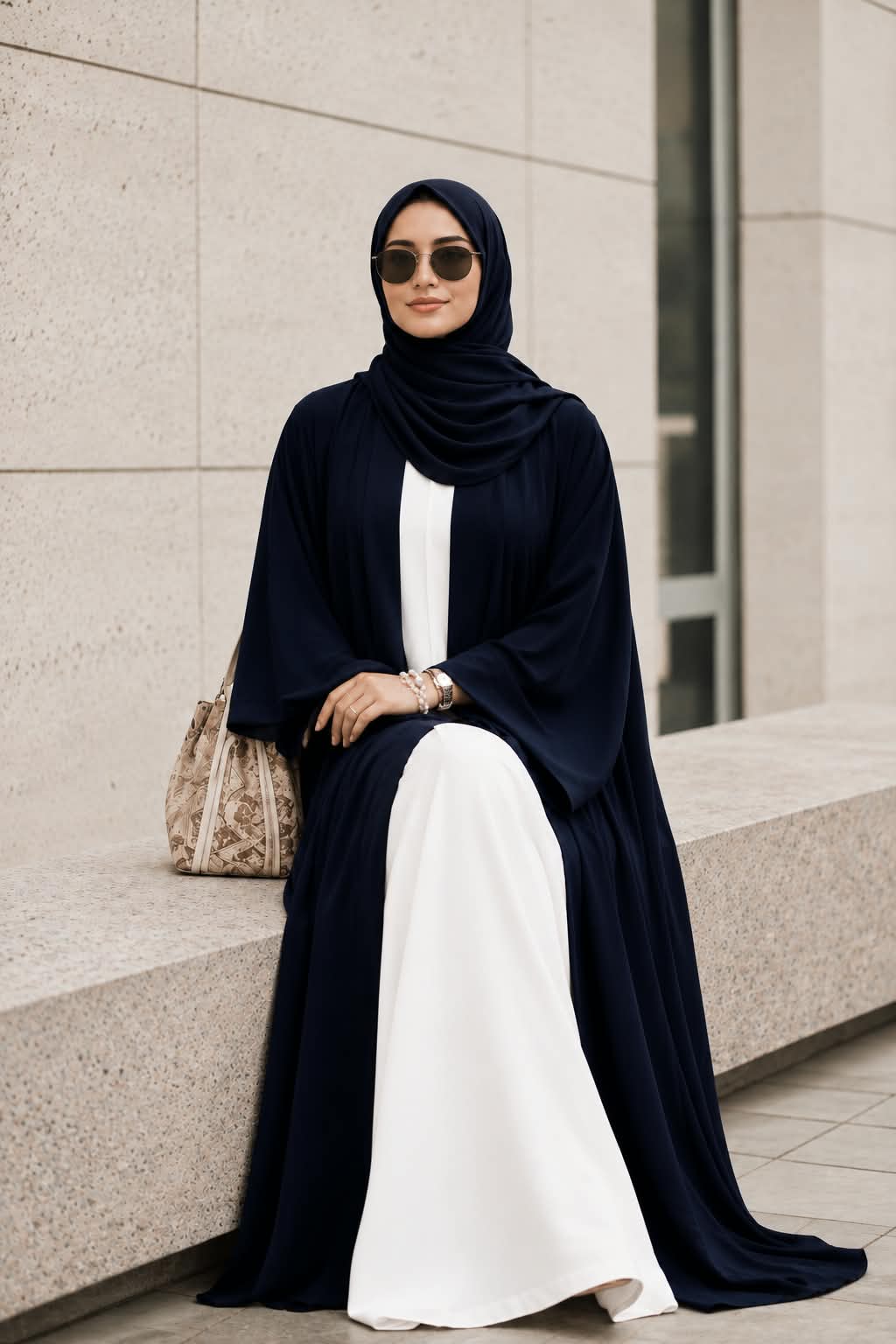 Inner Coat Abaya - Navy Blue