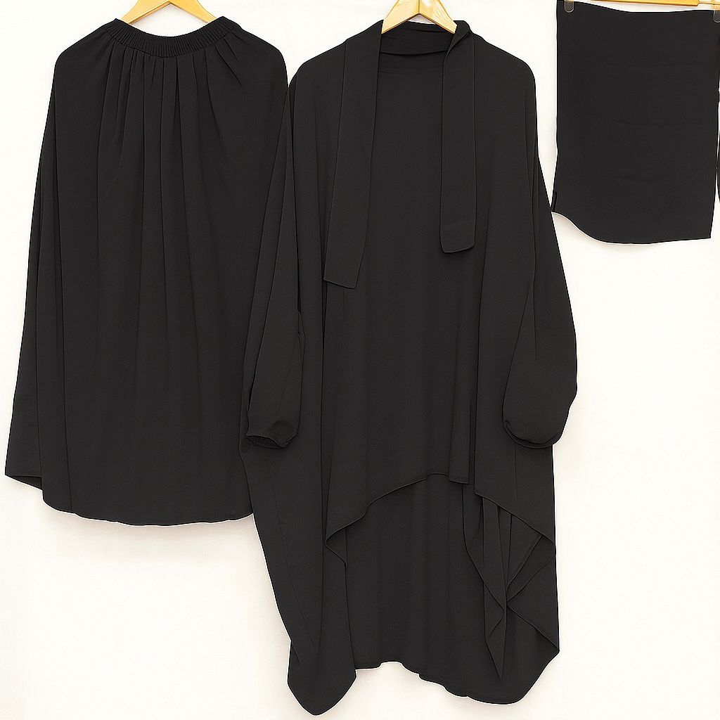 3 Piece Jilbab - Black