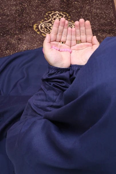 Namaz Chader With Sleeves  Plain Navy Blue