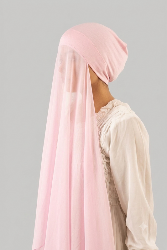 INSTANT HIJAB WITH CAP - Baby pink