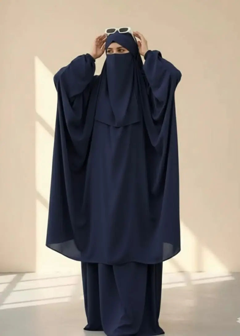 3 Piece Jilbab - Navy Blue