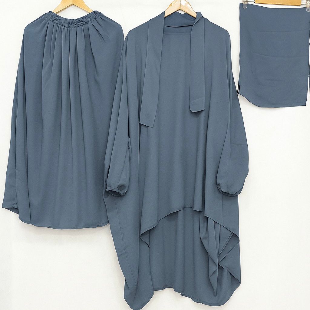 3 Piece Jilbab - Grey