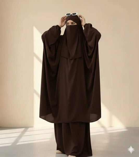 3 Piece Jilbab - Brown