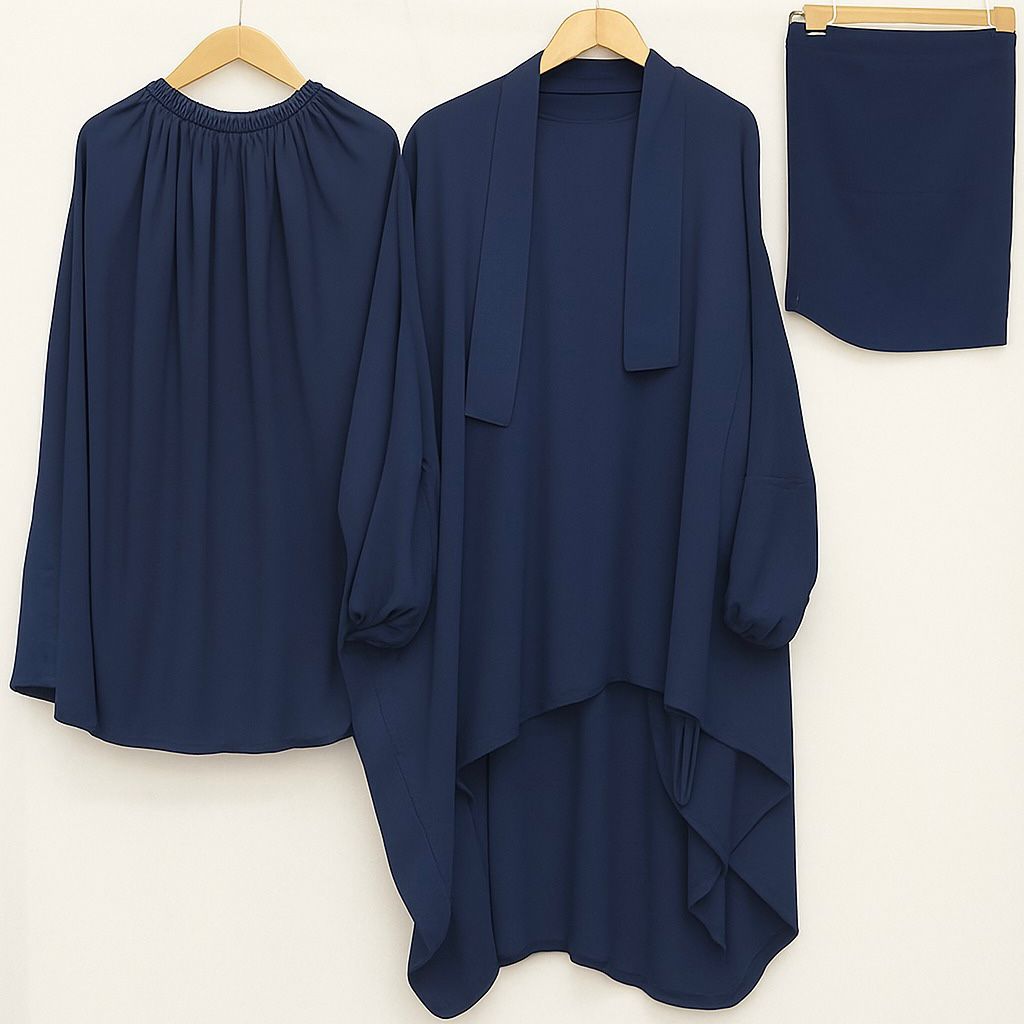 3 Piece Jilbab - Navy Blue