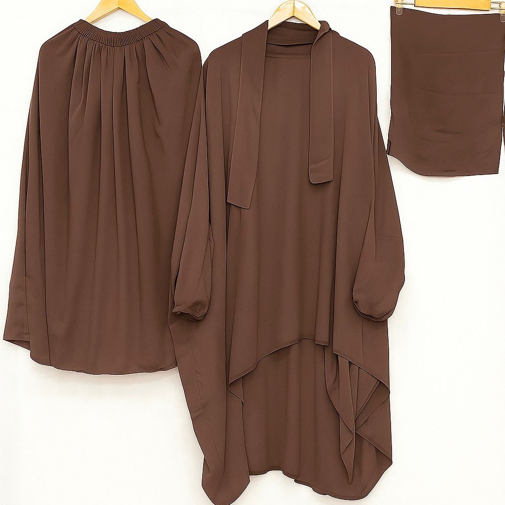 3 Piece Jilbab - Brown
