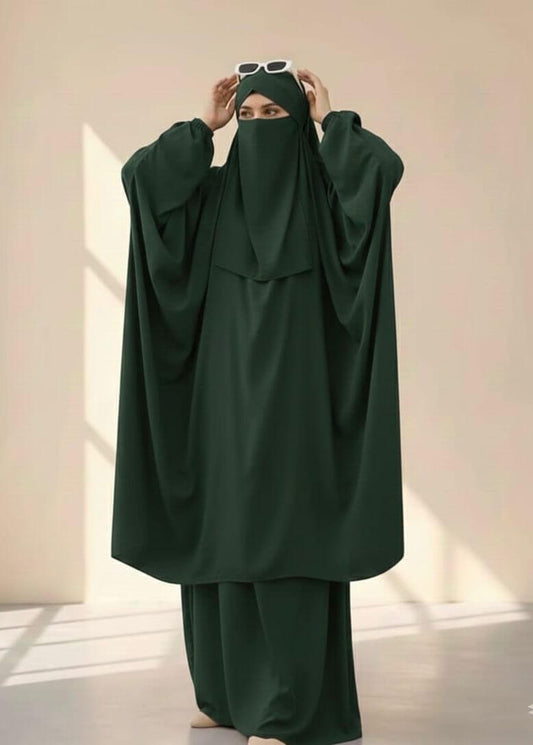 3 Piece Jilbab - Emerald Green
