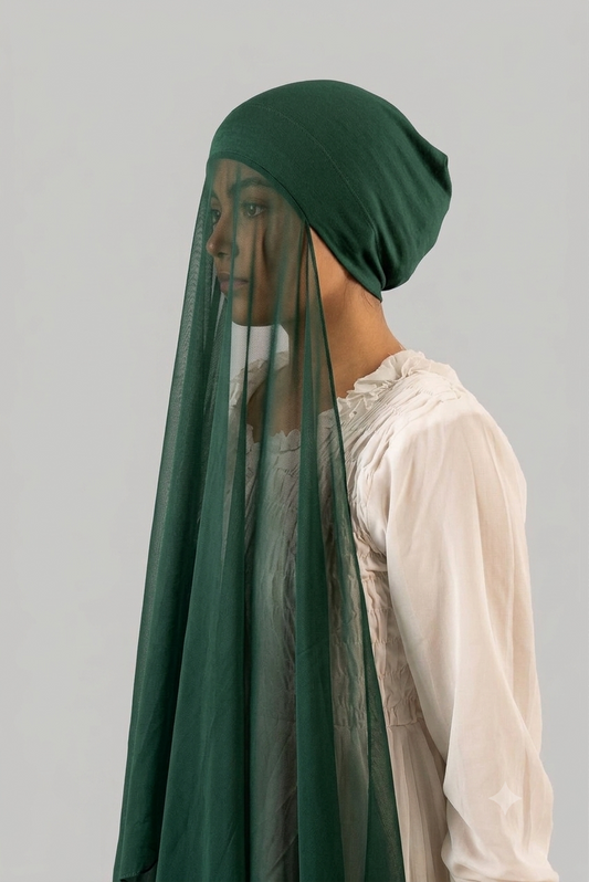 INSTANT HIJAB WITH CAP - Dark Green
