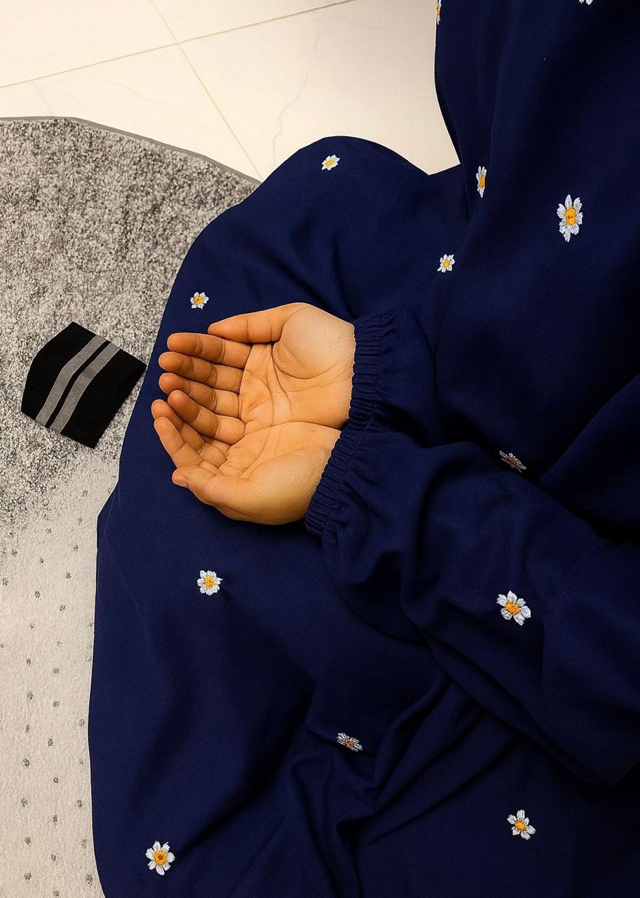 Embroidered Namaz Chadar - Navy Blue