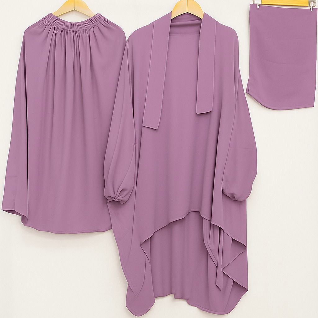 3 Piece Jilbab - Tea Pink