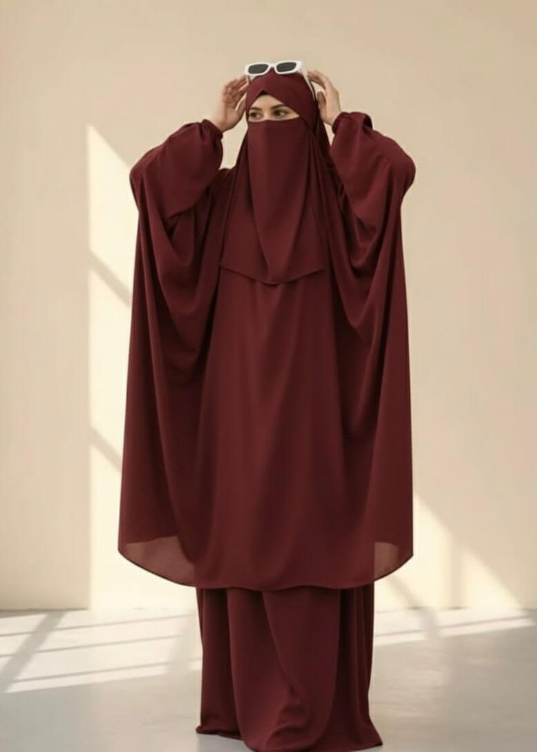 3 Piece Jilbab - Maroon